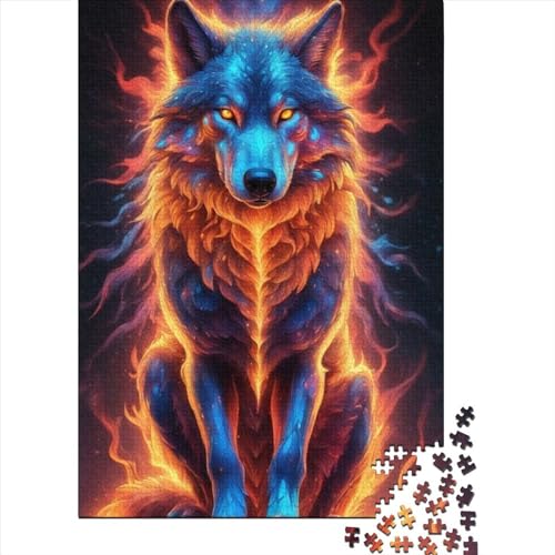 Fantasy Strange Wolf Puzzle für Erwachsene, 1000 Teile, Holzpuzzle für Erwachsene und Jugendliche ab 12 Jahren (Größe 75 x 50 cm)