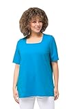 Ulla Popken Damen große Größen Übergrößen Plus Size T-Shirt, A-Linie, Carree-Ausschnitt, Halbarm saphirblau 58+ 807286750-58+