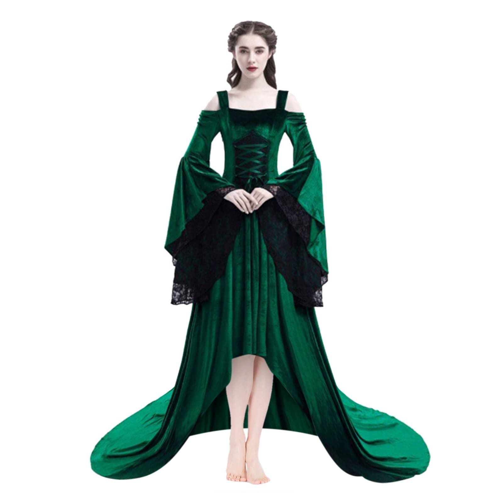 Mittelalter Kleidung Damen Vintage A Line Swing Cocktail Gothic Halloween Cosplay Kostüm Renaissance Gotisch Maxikleid Karneval Halloween Party Prinzessin Kostüm Retro Mittelalter Kleid Cosplay