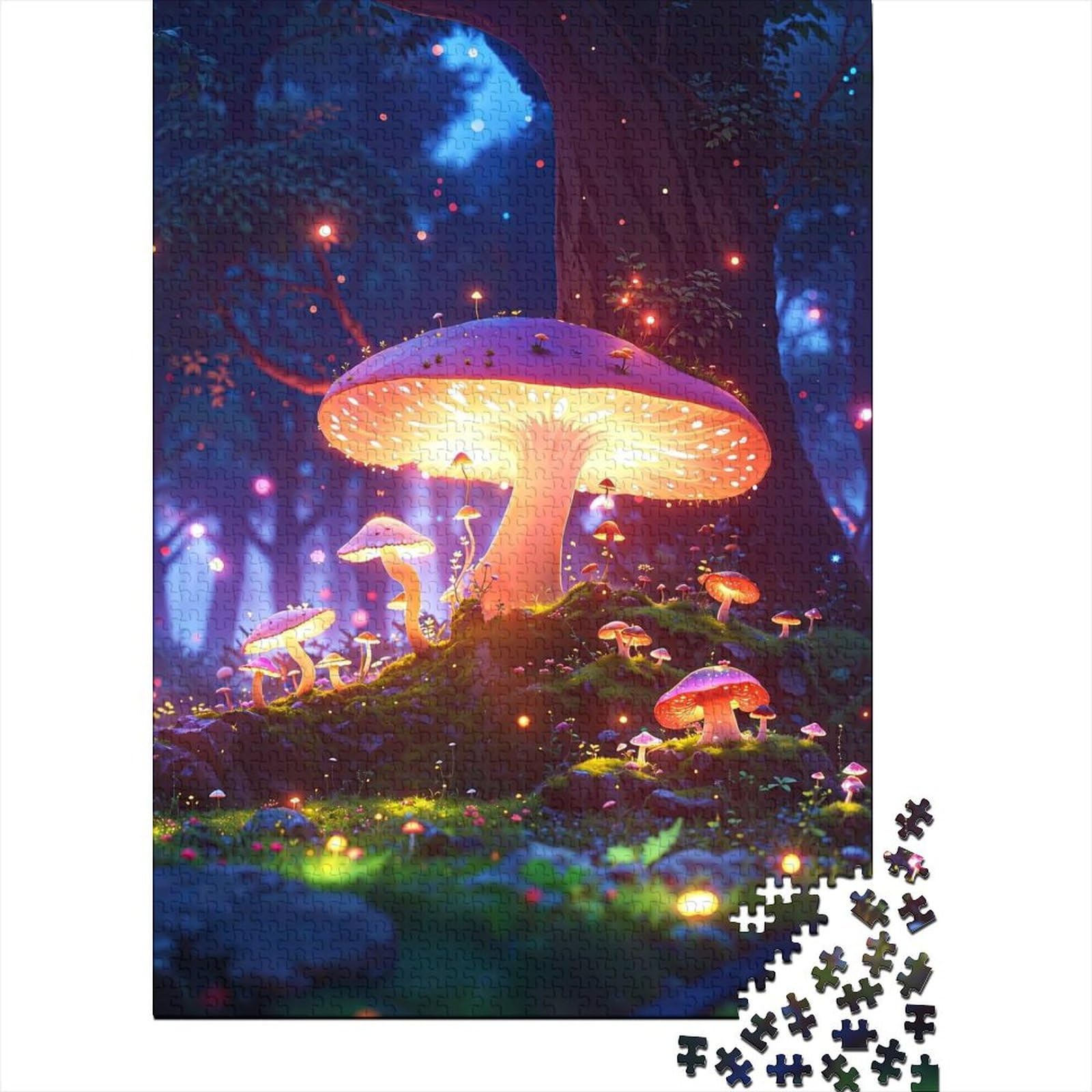 Leuchtende Pilze, Holzpuzzle für Erwachsene, 1000 Teile, für Erwachsene, schwierige Puzzles zum Stressabbau, zum Zeitvertreib zu Hause 29,53x19,69 Zoll