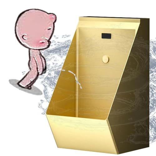 lwjunmm Urinal aus Edelstahl, intelligentes an der Wand montiertes Sensorurinal für Männer – kommerzielle spritzwassergeschützte Toilette, für Bars, mit automatischem Spülsystem,Gold