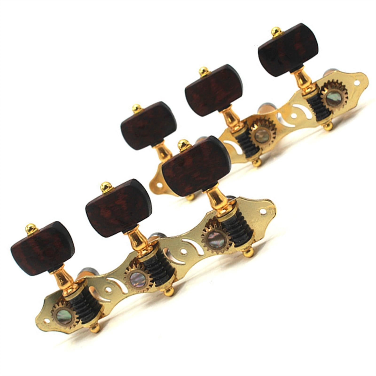 Strings Tuning Pegs Mechaniken Für Gitarre Muschel mit Zahneinlage, Mechaniken für klassische Gitarre aus Holz mit Schlangenmaserung, dreifache Knöpfe für klassische Gitarre aus Messing