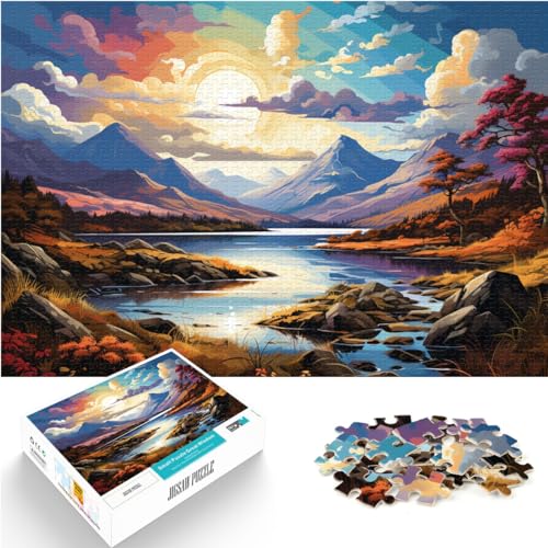 Puzzlespiel, farbenfrohe psychedelische Landschaft, 1000 extragroße Teile, Holzpuzzle, Familienunterhaltungsspielzeug, 1000 Teile (50 x 75 cm)