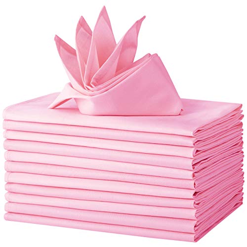 Wiederverwendbare Stoffservietten, 12 stücke Tisch Servietten Baumwollservietten Tuch Wedding Serviette Dinner Tisch Serviette for Hochzeit 46 x 46 cm(Pink)