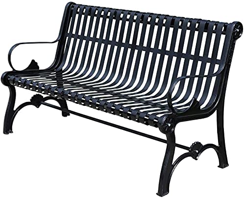 Außenbänke Bank Parkbank im Freien, Parkbank im Freien Gartenbank, Metallbank aus Gusseisen, Sitzbank für die Innenhofterrasse mit Rückenlehne und Armlehne (Größe: 120 cm) (150 cm) (150 cm) (120 ()