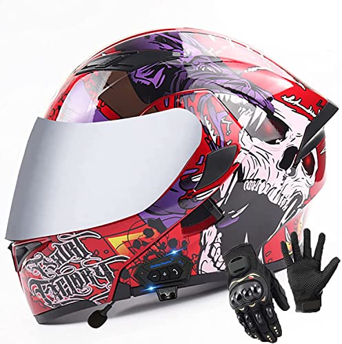 Klapphelme Modularer Helm Mit Bluetooth-Headset Und Dual Visier Motorradhelm,DOT ECE Genehmigt Integralhelm Helm Motorradhelm Atmungsaktiv Und Warm Für Erwachsene Männer Women