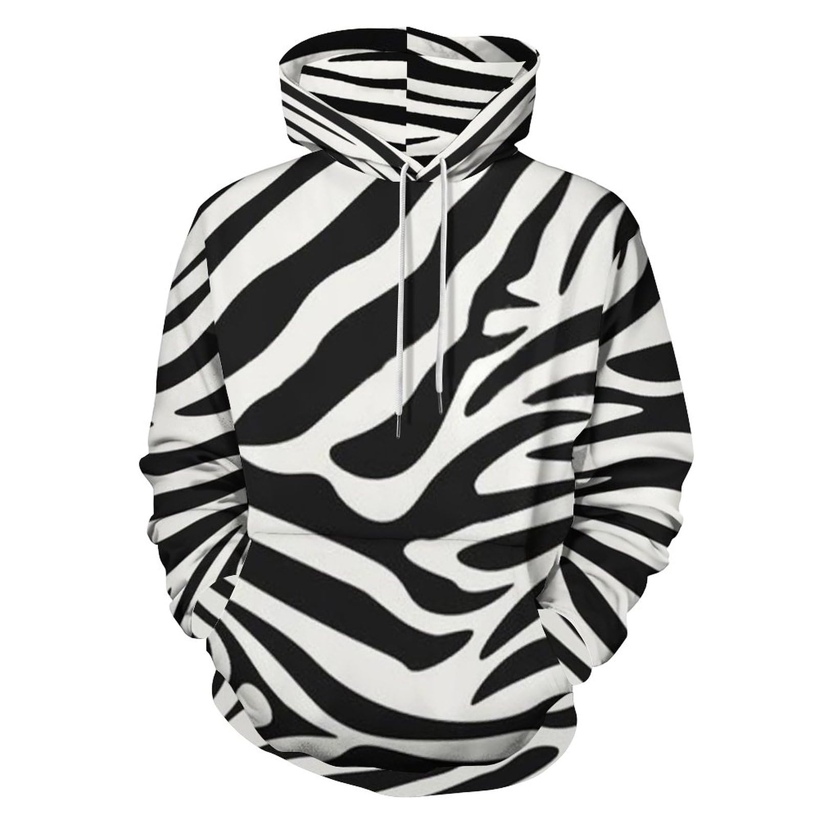 HABXNJF Kapuzen-Sweatshirt, Zebra Muster Hoodie, Mode Hoodie mit Tasche für Herren Damen, Zebramuster, L