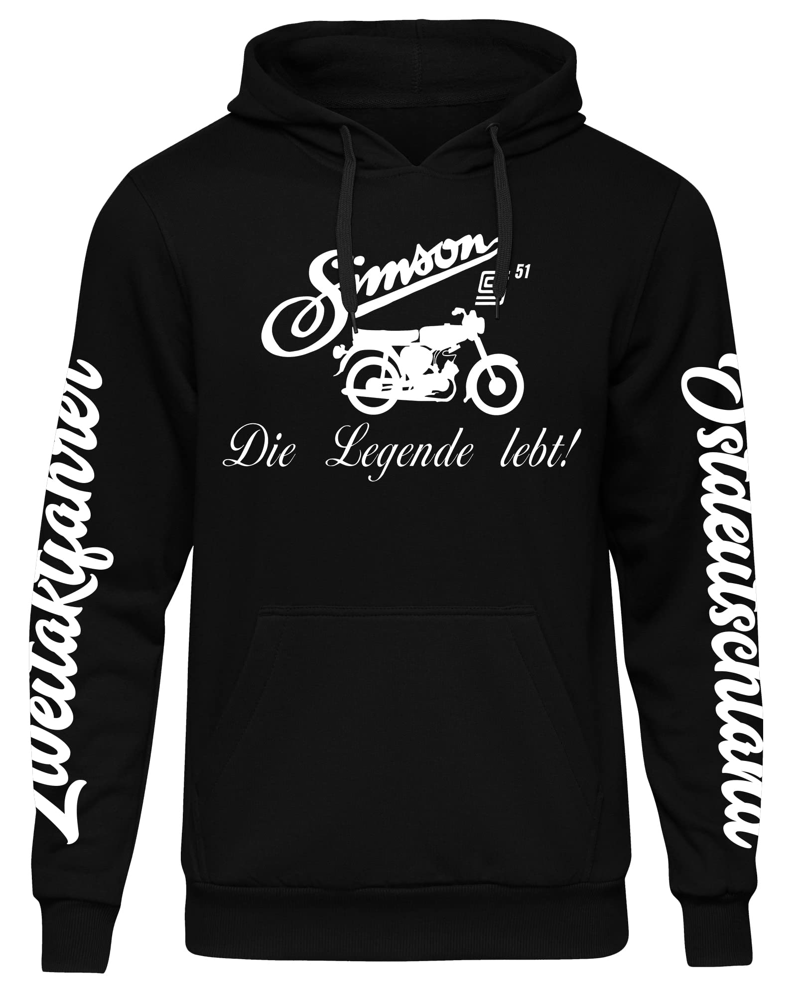 UGLYSHIRT Simson Ostdeutschland Herren Kapuzenpullover | Zweitakter Hoodie Trabbi S50 S51 Trabant Pullover | Schwarz (XXL)