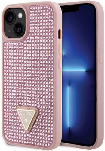 Guess GUHCP14SHDGTPP Hülle für iPhone 14 6.1" Rosa hardcase Rhinestone Triangle