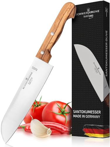 Schwertkrone Santoku Santokumesser Fleischmesser Olivenholzgriff Allzweckmesser Universalmesser (6" Santoku)