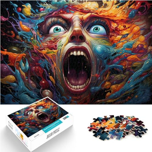 Puzzle für psychedelische Farbkunst, 1000 Teile, für Erwachsene, schwierige Puzzles, Holzpuzzles, einzigartige Geburtstags, 1000 Stück (50 x 75 cm)