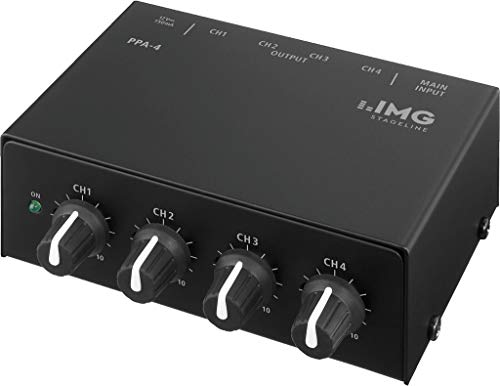 IMG STAGELINE PPA-4 Stereo-Kopfhörerverstärker, 4 separate Headphone Amplifier in einem Gehäuse mit jeweils einem Pegelregler pro Amp, in Schwarz, 24.3770