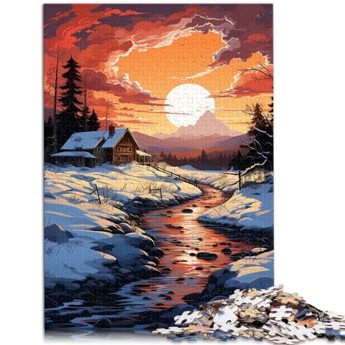 Puzzle für verschneites Haus für Erwachsene, Puzzle 1000 Teile, Holzpuzzle, Spielzeug, Puzzle, Lernspiele, Stressabbau-Puzzle, 1000 Teile (50 x 75 cm)