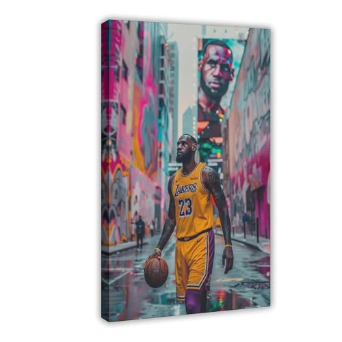 HACERR Poster auf Leinwand, Motiv: Lebron James, Wandkunst, Dekordruck, Gemälde für Wohnzimmer, Schlafzimmer, Dekoration, 60 x 90 cm