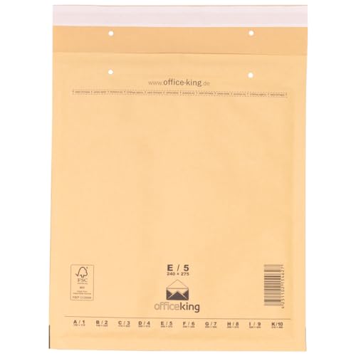 OfficeKing 100 Luftpolstertaschen E/5 | 240 x 275mm Braun - (10 Größen wählbar)