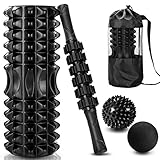 SACONELL 4 in 1 Schaumstoffrolle & Massagestab Set Deep Tissue Foam Roller Kit mit 2 Massagekugeln und einem Massageroller Stick für Fitness, Yoga, Entspannung und Pilates