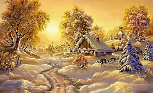 HfmQuisutron Jigsaw Puzzle 1000 Stück Snowy House Landscape Poster Aus Holz Erwachsene Und Kinder Spielzeug Stress Relief Game Xw114Zp