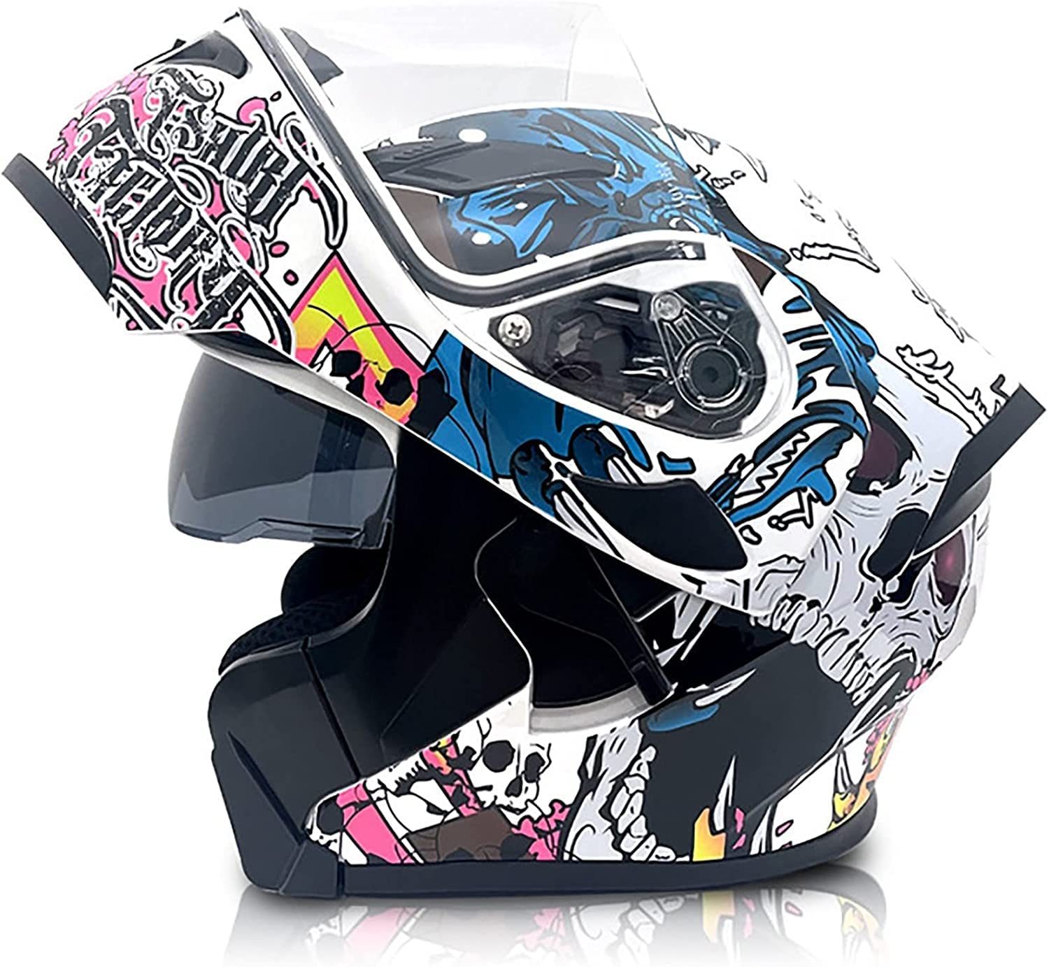 Motorradhelm Klapphelme Damen Und Herren,DOT/ECE-Zertifizierter Helme Erwachsene Motorrad Modularer Integralhelm Mit Doppelvisier Roller-Helm Mofa-Helm Scooter-Helm Sturzhelm