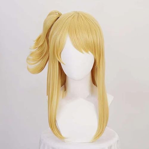 WCCNKK Anime Cosplay Perücke, FAIRY TAIL Lucy Heartfilia Perücke, Goldene Pferdeschwanzperücke, Mit Kostenloser Perückenkappe, Für Party Alltag Halloween Perücke Cosplay, Anime-Geschenk