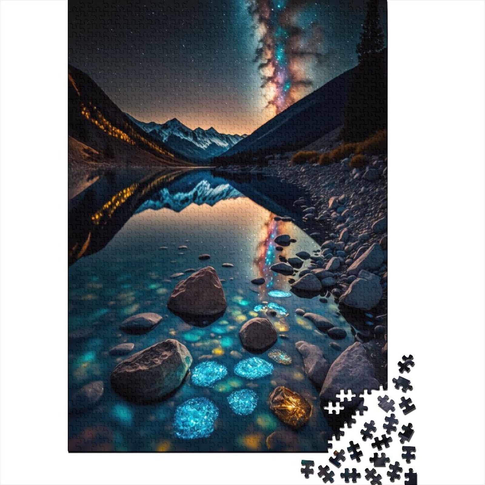 Kunstpuzzle für Erwachsene, 500 Teile, Edelstein-Kosmos-Reflexion, Holzpuzzle für Erwachsene, Puzzles für anspruchsvolle Puzzlespiele und Familienspiele (Größe 20,47 x 14,96 Zoll)