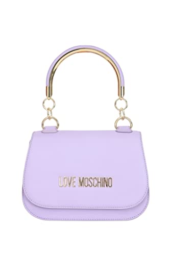 Love Moschino Damen Taschen Lila Umhängetasche mit Logo Schriftzug aus Metall, violett, Einheitsgröße