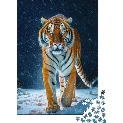 Schwieriges, anspruchsvolles Puzzle, 1000-teiliges Holzpuzzle „Sibirische Tiger“ | Puzzle für Erwachsene, Lernspiele, Heimdekorationspuzzle. (Größe: 75x50cm)