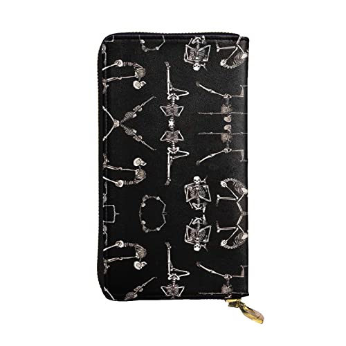 DMORJ Skeletons Yoga Leder Lange Clutch Geldbörse: 19 x 10 cm bequem leicht wasserdicht langlebig schönes Geschenk, Schwarz, Einheitsgröße, Schwarz , Einheitsgröße