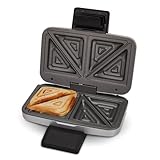 Cloer 6259 Sandwichmaker, 900 W für 2 diagonal geteilte Toasts, American Toasts, XXL Füllungen, Silber