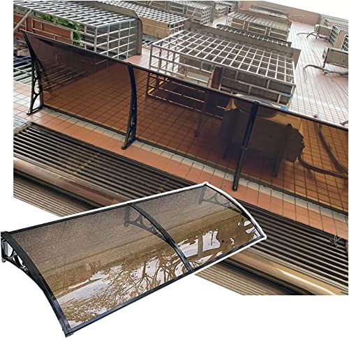 Vordach für Haustür, Veranda-Markise, Terrassenfenster-Regenschutz mit braunem Polycarbonat und Aluminiumrahmen, für Sonnenschutz im Freien, Regen- und Schneeschutz, Windbeständigkeit, Schwa