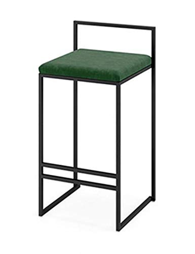 Barhocker, Thekenhocker, moderne Barhocker, Außenseite aus Samt, schwarze Fußstütze und Basis aus Metall für Frühstücksbar, Küchenthekenstühle, Barhocker für zu Hause, 66 cm/76 cm (grün 76 cm) Run