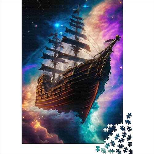 1000 große Teile Puzzle für Erwachsene Magisches Piratenschiff Holzpuzzle für Erwachsene und Teenager Als Geschenk für die ganze Familie und die 75x50cm