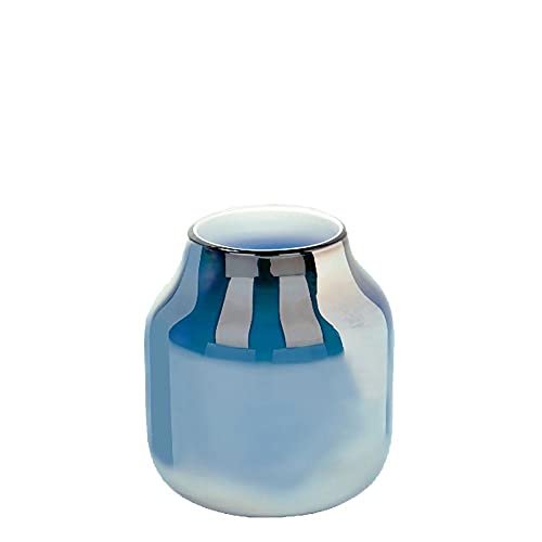 [W] Ferrata Vase H24,5 D22 cm mittel Arctic Blue/met.