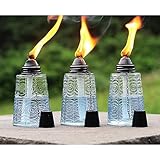 Seraphic Tisch-Citronella-Ölbrenner-Fackeln für Außenterrasse, 473 ml, dekorative Glasfackel, Citronella-Öllampe, Kerzen für Außendeck, Garten, Partys, 3er-Set, transparent