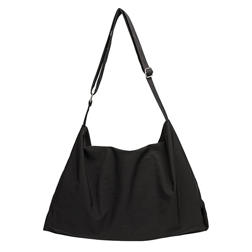 ohodhmnu Damen Tote Bag Große Kapazität Schultertasche für Damen und Herren Casual Japanische Oxford Stoff Crossbody Taschen, Schwarz , with accessories