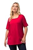 Ulla Popken Damen große Größen Übergrößen Plus Size T-Shirt, A-Linie, Carree-Ausschnitt, Halbarm rot 54+ 807286535-54+