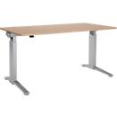 Schäfer Shop Genius Schreibtisch PLANOVA ERGOSTYLE, elektrisch höhenverstellbar, Rechteck, C-Fuß, B 1600 x T 800 x H 715-1182 mm, Eiche/weißaluminium 2