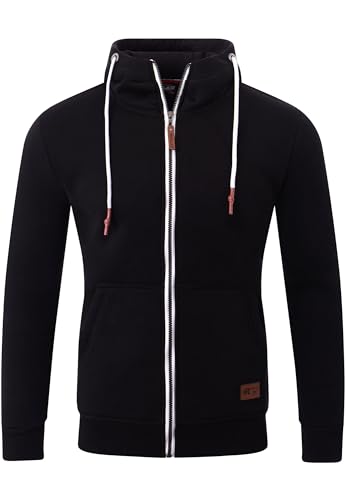 Reslad Sweatjacke Herren Kapuzenpullover | Hoodie Männer Zipper Pullover mit Kapuze Bequeme Baumwolle RS-1006 Schwarz M