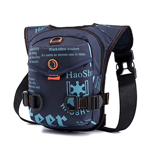 Beintasche Herren Männer Wasserdichte Nylon Drop Beinbeutel Oberschenkel Hüfte Bum Gürteltasche Taille Fanny Pack Reise Reiten Motorrad Crossbody Umhängetaschen Motorrad Beintasche(Color:Blue Leg Bag)