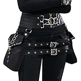 SOUTHJIELING Einzigartige Hüfttasche, coole und funktionale Hüfttasche, Gothic-Gürteltasche, Punk, Handytaschen für Outdoor-Aktivitäten, Schwarz , Minimum waist circumference 70CM (adjustable)