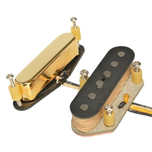 Gitarren-Tonabnehmer Tonabnehmer Mit Flat Pole Stagger Pole Bridge TL Gitarren-Tonabnehmer Für E-Gitarre (Color : Gold Stagger Pole)