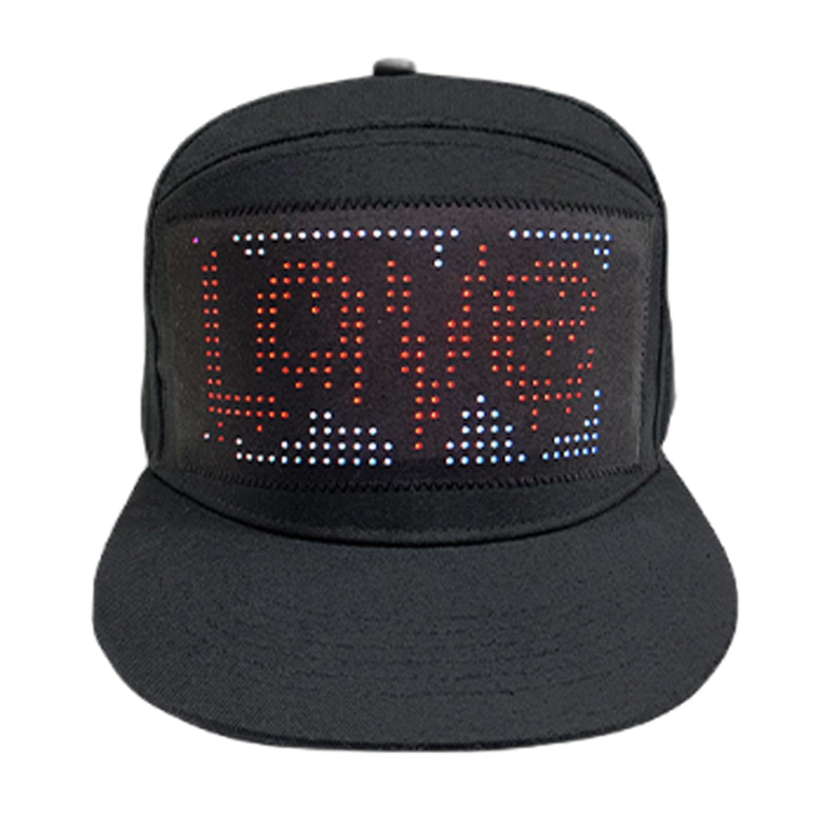 Weppduk LED-Schild-, LED-Display-, LED-Bildschirm Smart Hat, Abnehmbarer Bildschirm, einfach anzubringende mobile APP-Kontrollmütze für Hip Hop, Street Dance, DJ, Kostüme, Cosplay