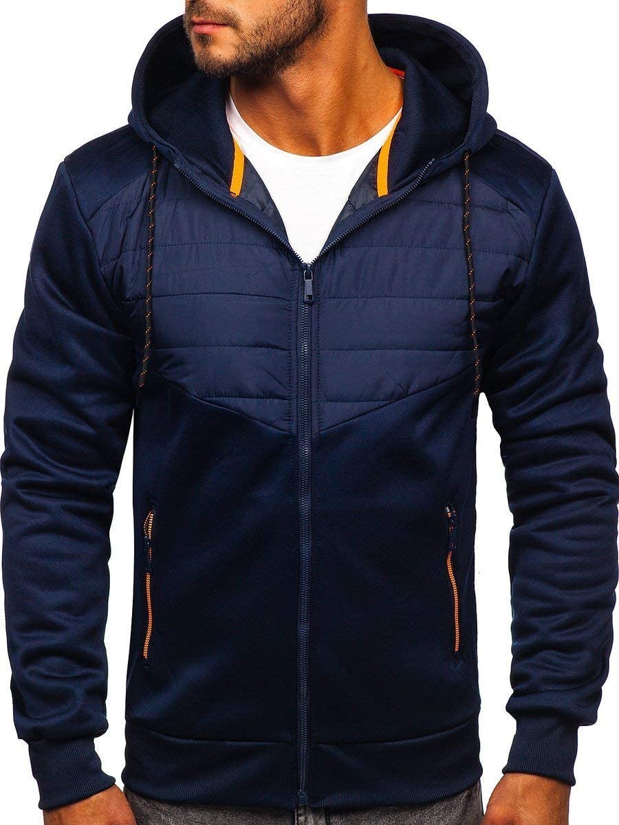 BOLF Herren Übergangsjacke Steppjacke Sportjacke Freizeitjacke Reißverschluss Street Style J.STYLE KS2149 Dunkelblau M [4D4]