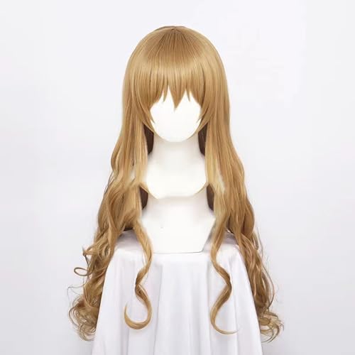 WCCNKK TIGER×DRAGON Aisaka Taiga Cosplay Perücke + Perückenkappe, 80 Cm Langes Braunes Lockiges Haar, Geeignet Für Halloween, Party, Karneval, Halloween-Dekorationszubehör, Anime-Geschenk