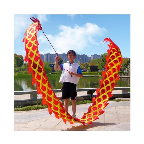 Drachenbänder, Tanzbänder, Dance Dragon Ribbon Streamer Kinder Sport Fitness Tanz Streamer, chinesisches Kung-Fu-Spiel Spielzeugband, mit Fiberglas-Handstab und Reisetasche(2m/6.5ft)