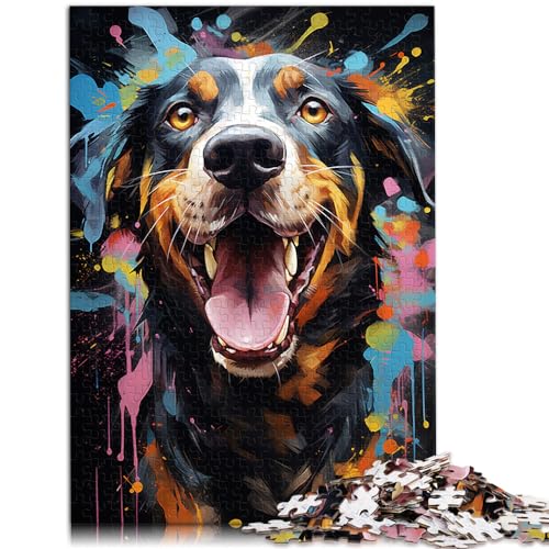 Puzzles als Geschenke, farbenfrohes psychedelisches Hundegemälde, 1000 Puzzles für Erwachsene, Holzpuzzle zum Stressabbau, schwierige Herausforderung, 1000 Teile (50 x 75 cm)