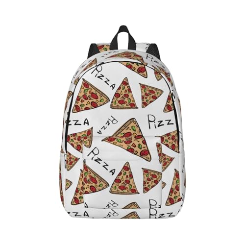 Wurton Pizza Muster Druck Unisex Canvas Rucksack Netter Rucksack Für Reisen Sport Lässig Ästhetischer Rucksack, Schwarz , M