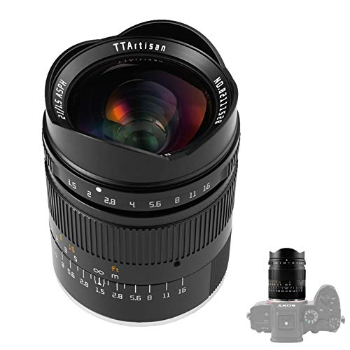 TTArtisan 21mm F1.5 Full Fame-Objektiv Kompatibel mit E-Mount-Kameras A7 A7ll A7lll A7R A7RlV A7S A7SII A7SIII A9 A5000 A6400 A6 (Compatible with E)