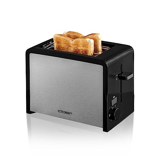 Cloer 3210 Toaster / 825 W / für 2 Toastscheiben / integrierter Brötchenaufsatz / Nachhebevorrichtung / Krümelschublade / wärmeisoliert / Edelstahl