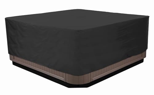 BaCover Outdoor Whirlpool-Abdeckung, 210D Oxford-Gewebe Wasserdicht Spa Staubschutz Poolabdeckung Quadratische,Schwarz,220x220x90cm