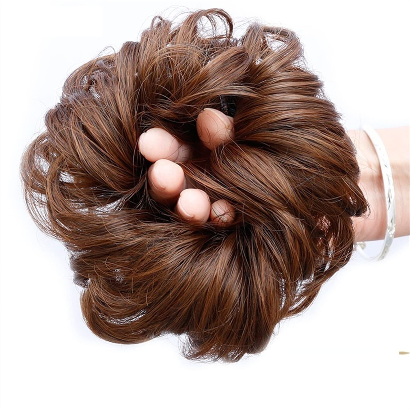 Bun Haarteile Lockiges gewelltes Haargummi-Donut-Chignon-Haarteil for Frauen, unordentlicher Dutt, Haarverlängerungen, synthetischer Haarknoten, elastisches Band, Haargummis, Hochsteckfrisur, Pferdesc